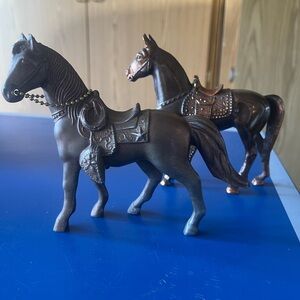 Vintage Cast Metal Horse Figurine Duo